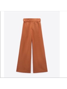 Wide-Leg High-Rise Pants in Rust
